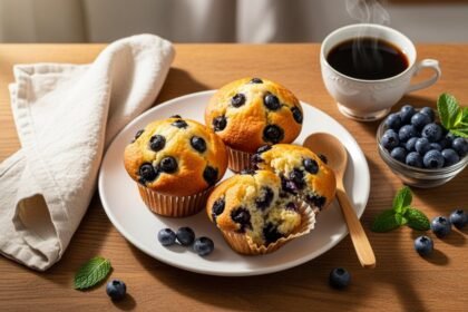 fluffy blueberry muffin heartwarming