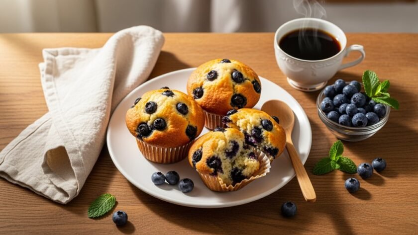 fluffy blueberry muffin heartwarming