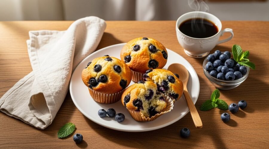 fluffy blueberry muffin heartwarming